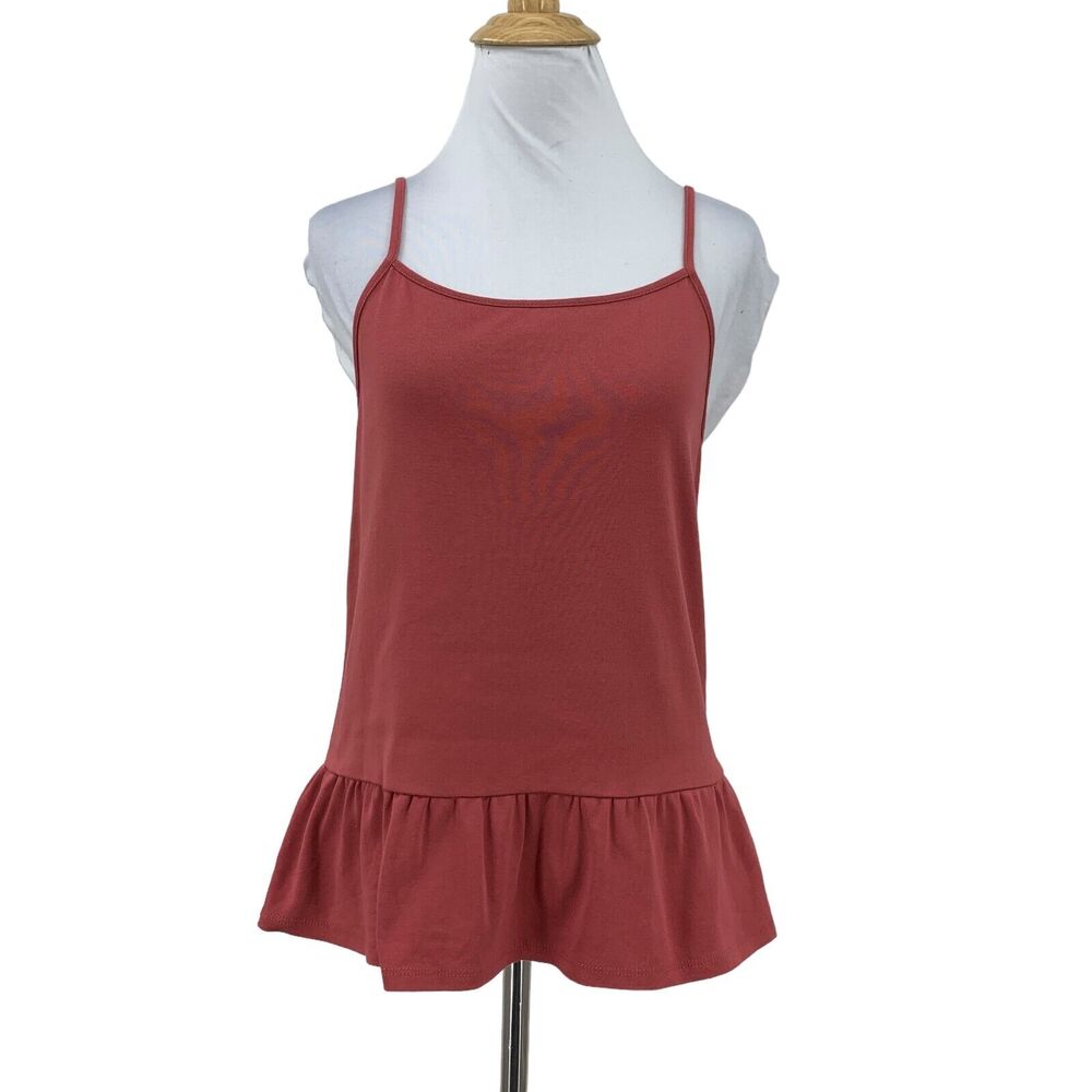 J. Crew Peplum Cami Womens XS Extra Small Deep Rose Cotton Thin Straps Tank Top
